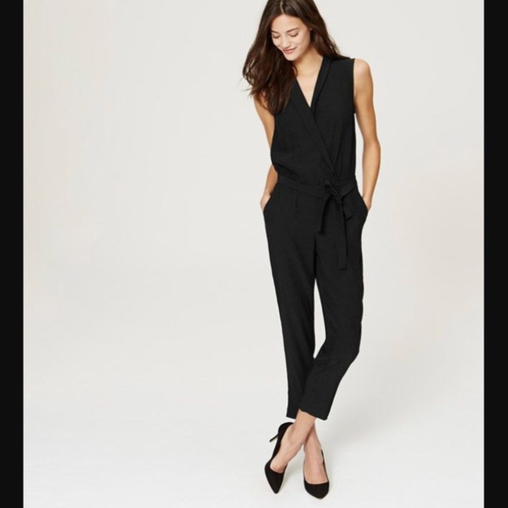 NWT Ann Taylor Loft Wrap Black Jumpsuit